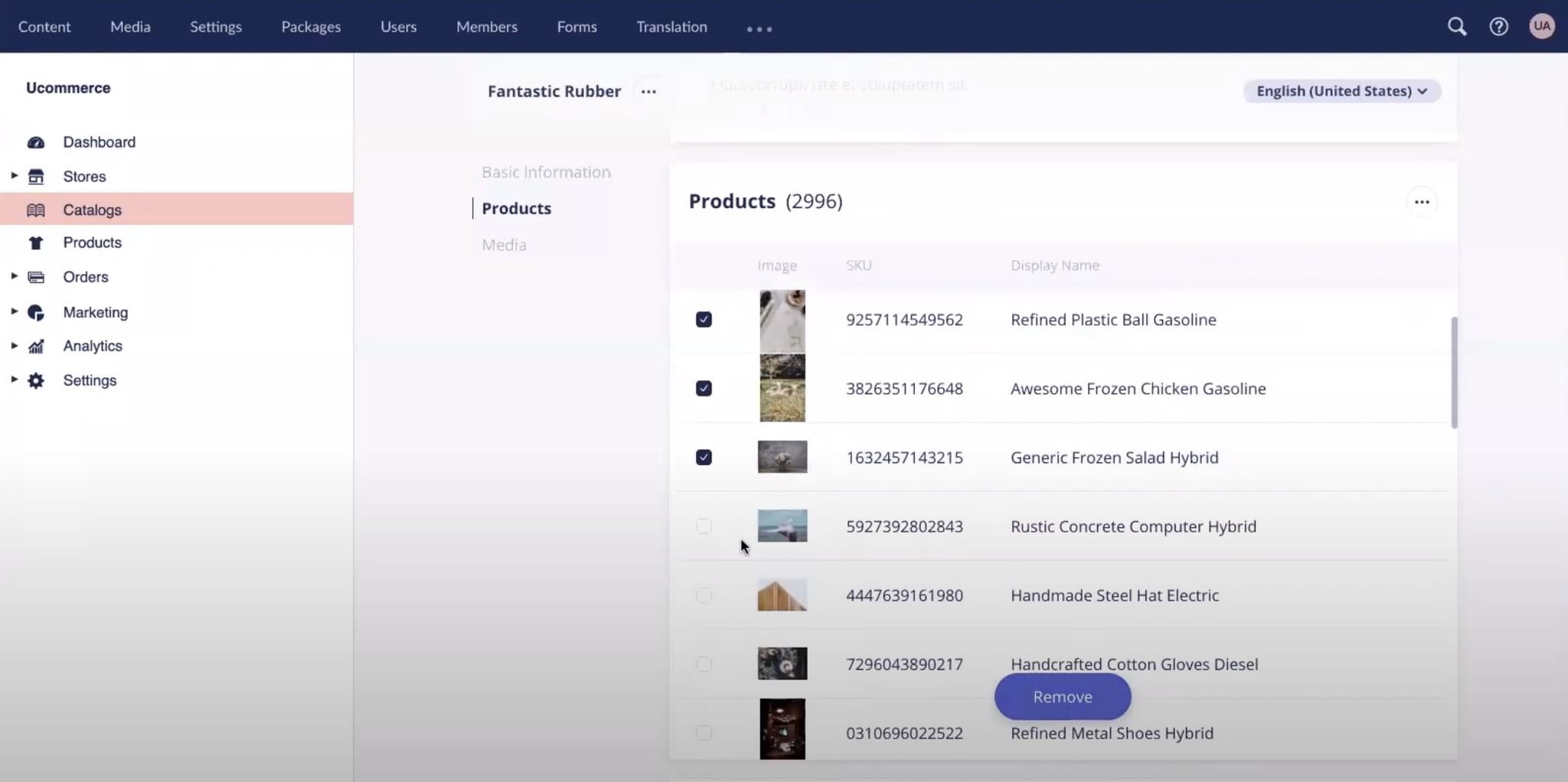 Screenshot des Ucommerce 9-Backends
