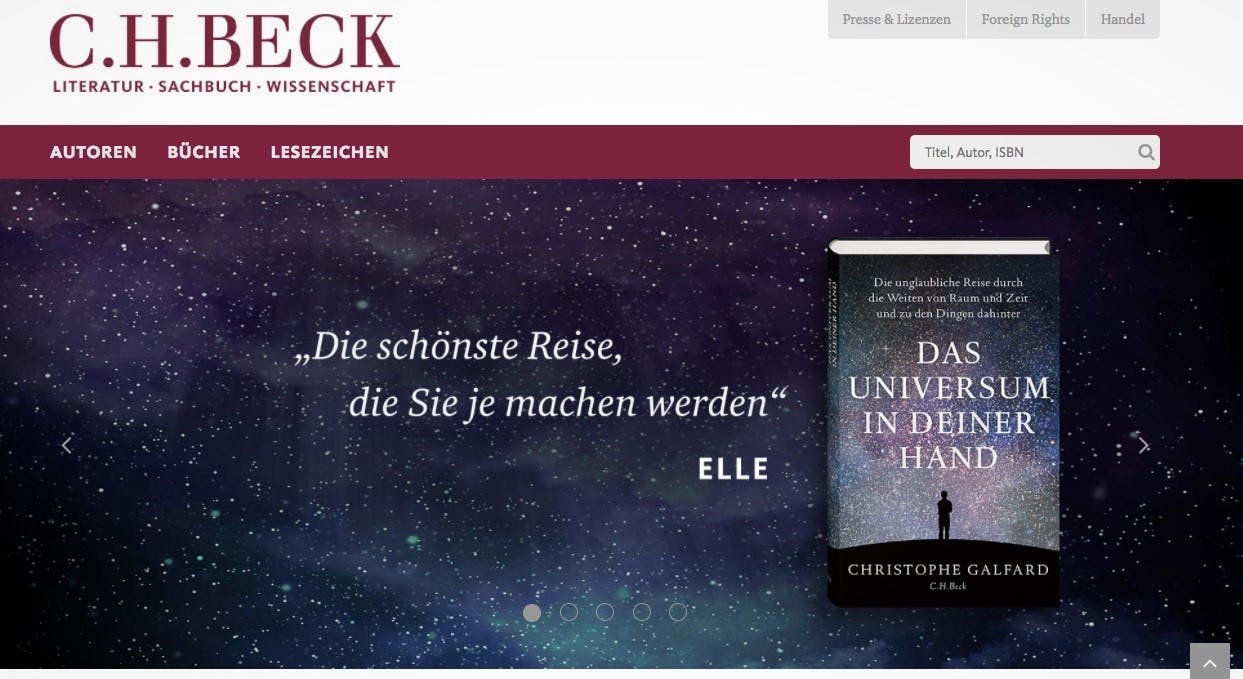 Screenshot der neuen Corporate-Website des Verlags C.H.Beck